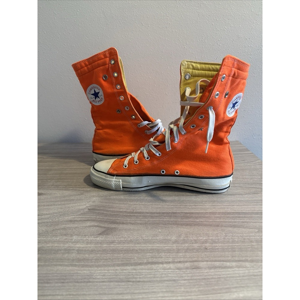 Vintage 1987 Converse NeeHi All Star 9.5 USA Made Orange Yellow Sneakers